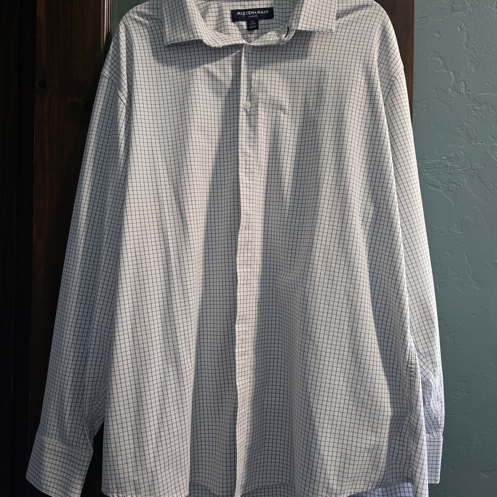Mizzen+Main Men's White and Blue Checkered Shirt
